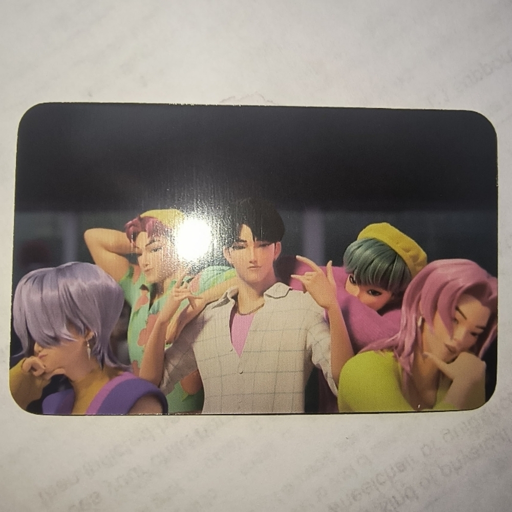 K-Pop Style Character Card with Pastel Hair